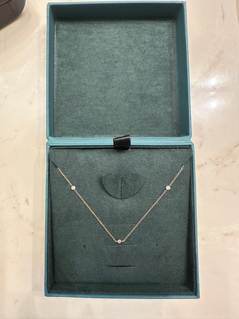Aurate Delicate Gold Necklace with Three Bezel Diamonds